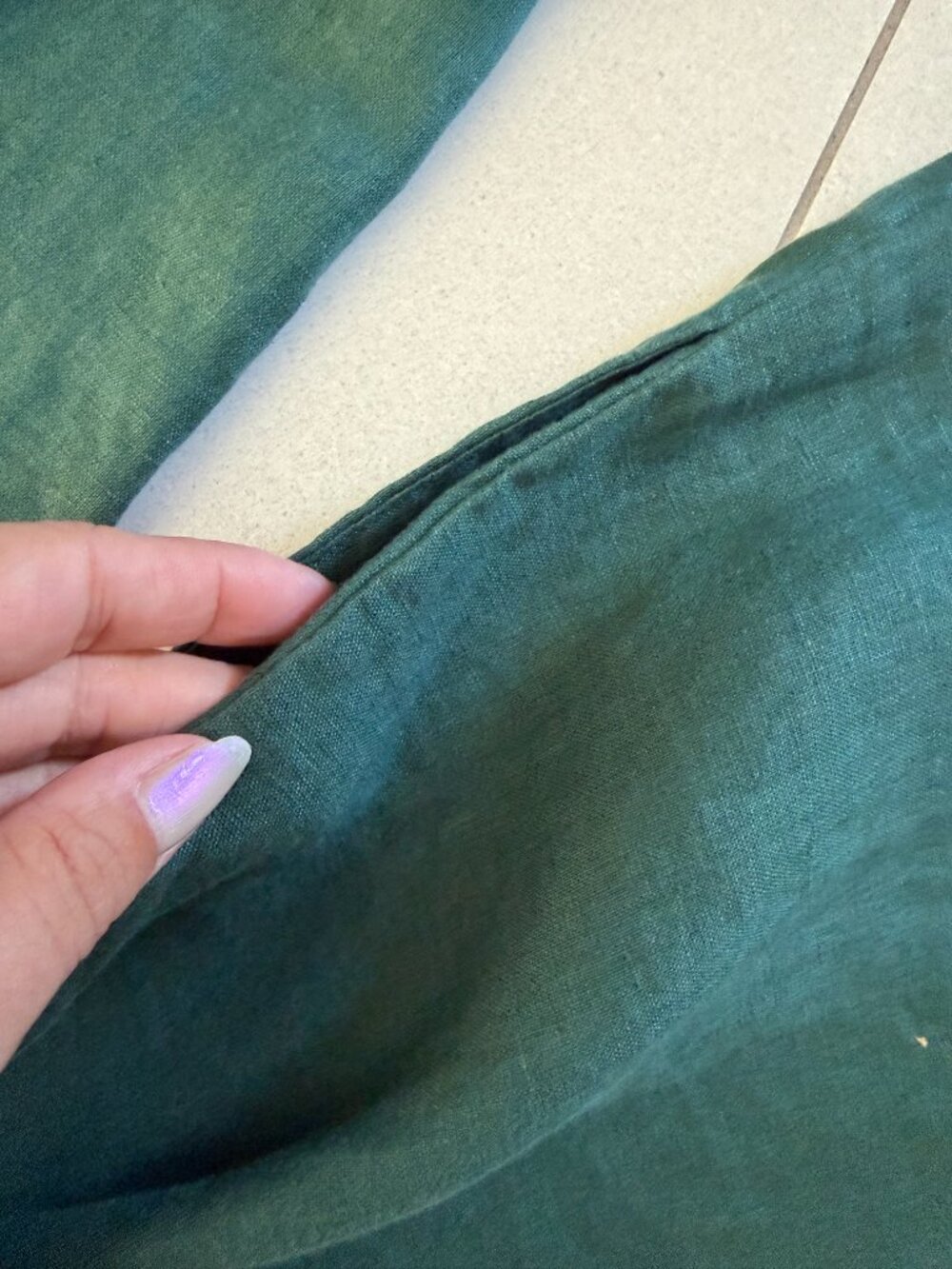 Grae Cove Emerald Green Tie Waist Linen Dress Large - Picture 7 of 8